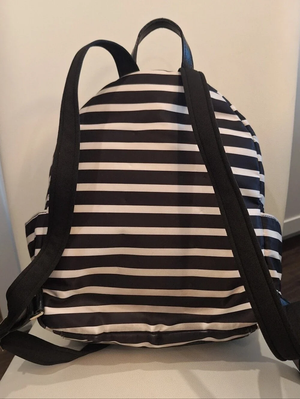 REHAB Kate Spade Black & White Striped Backpack EUC
